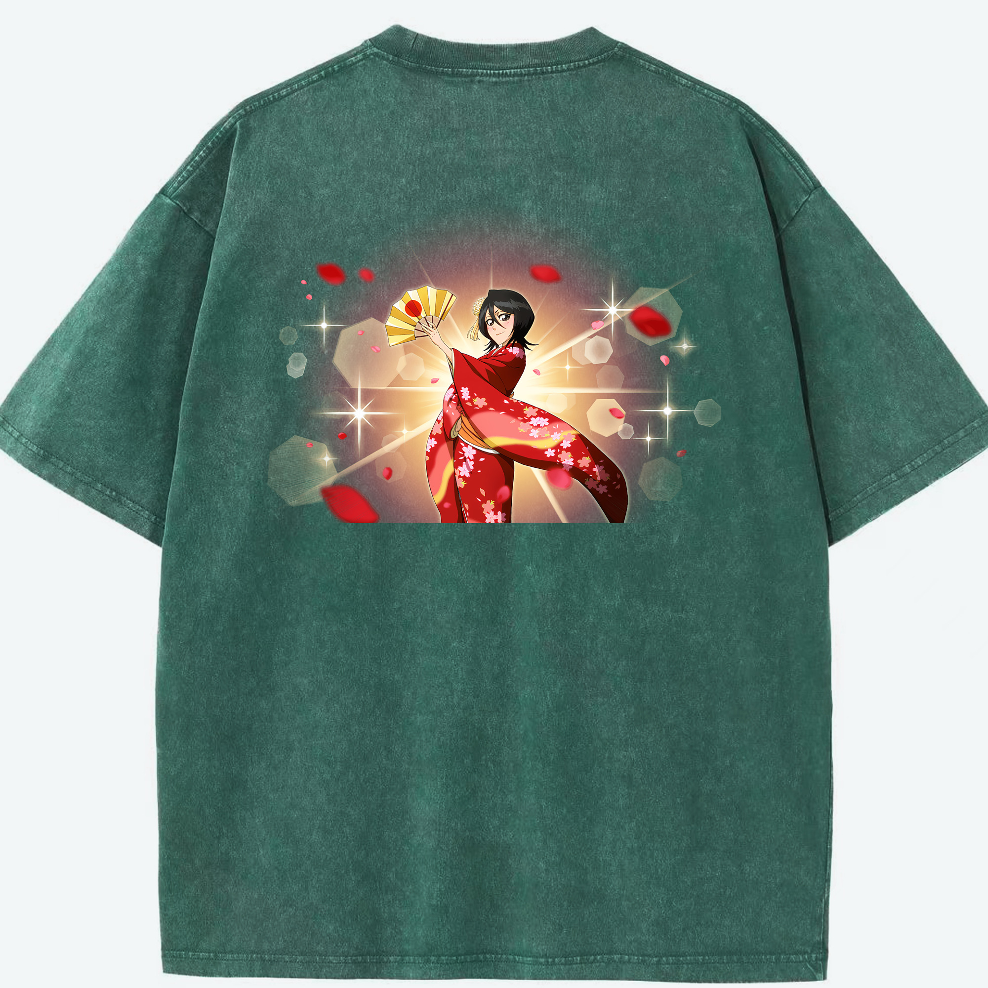 （画像用） ブリーチ 朽木ルキア BLEACH Kuchiki Rukia 綿100% ヴィンテージ風 半袖Tシャツ（背面プリント）